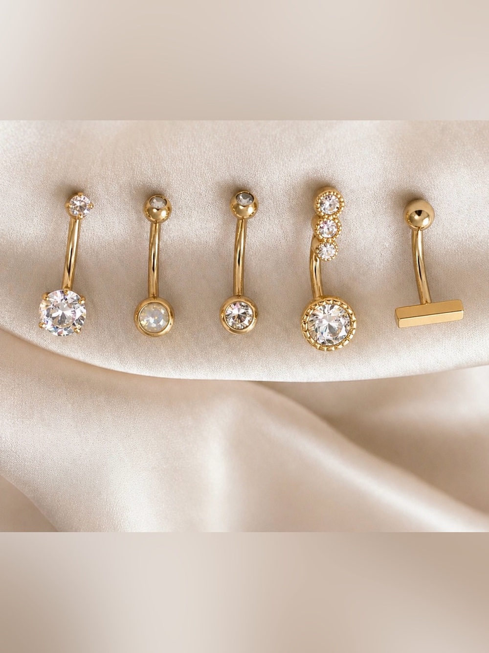 NEW | Gold | Crystal Belly Button Rings |Elegant Gold Navel Jewelry | 5 |